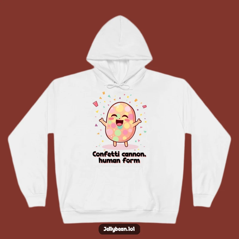 Funny Jelly Bean Confetti Hoodie - Cozy, Hilarious Laughing Creature Sweatshirt for Fun Lovers