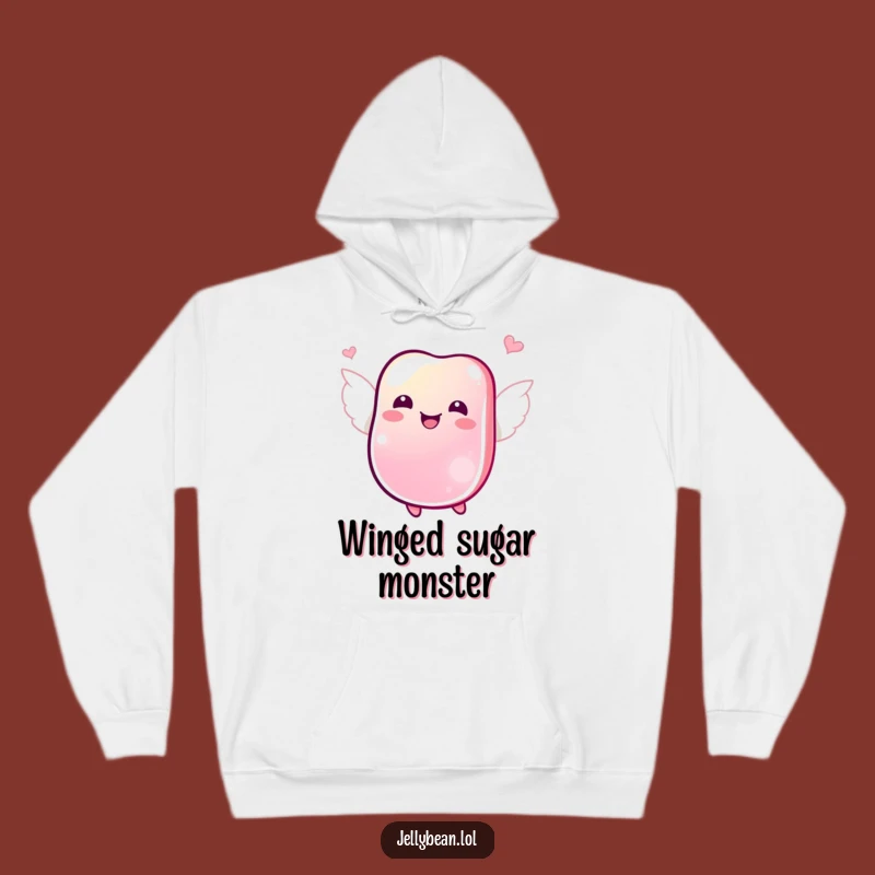 Funny Jubilant Jelly Bean Wings Hoodie: Cozy Flying Candy Sweatshirt Gift