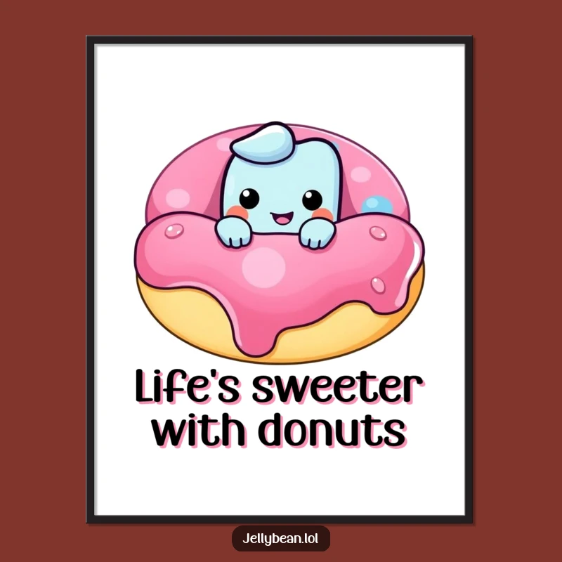 Free Printable Wall Art: Mischievous Donut Jelly Bean Grin Funny Downloadable Poster Gift