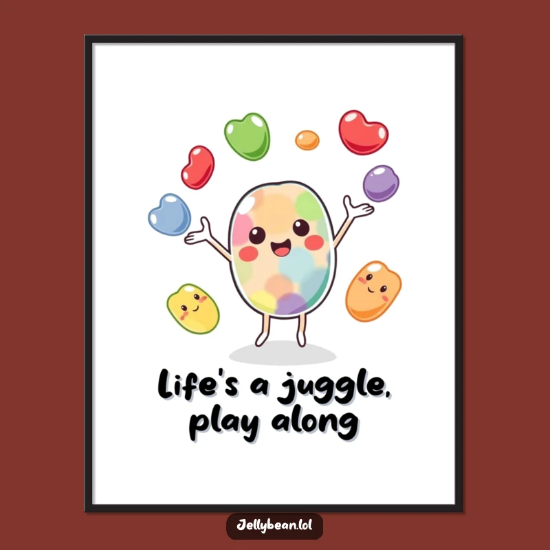 Whimsical Free Printable Wall Art: Juggling Jelly Bean, Cheerful Downloadable Decor for Any Room
