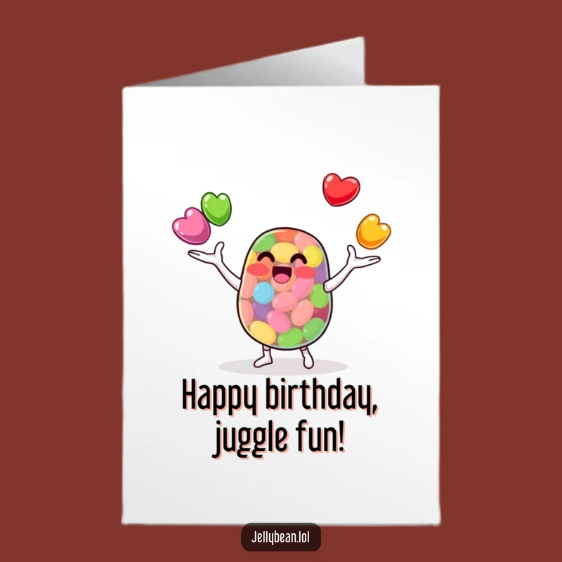 Free Printable Juggling Birthday Card: Jelly Bean's Fun Balance!