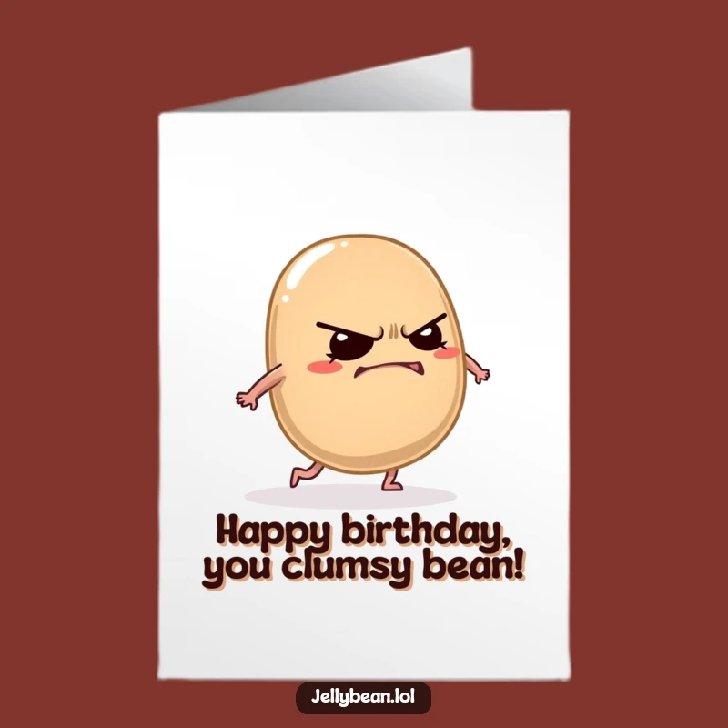 Free Printable Birthday Card: Grumpy Jelly Bean, Funny Tripping Downloadable Gift