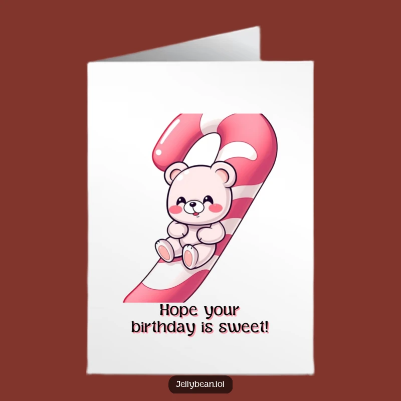 Funny Free Printable Birthday Card: Gummy Bear's Candy Cane Slide, Downloadable Fun!