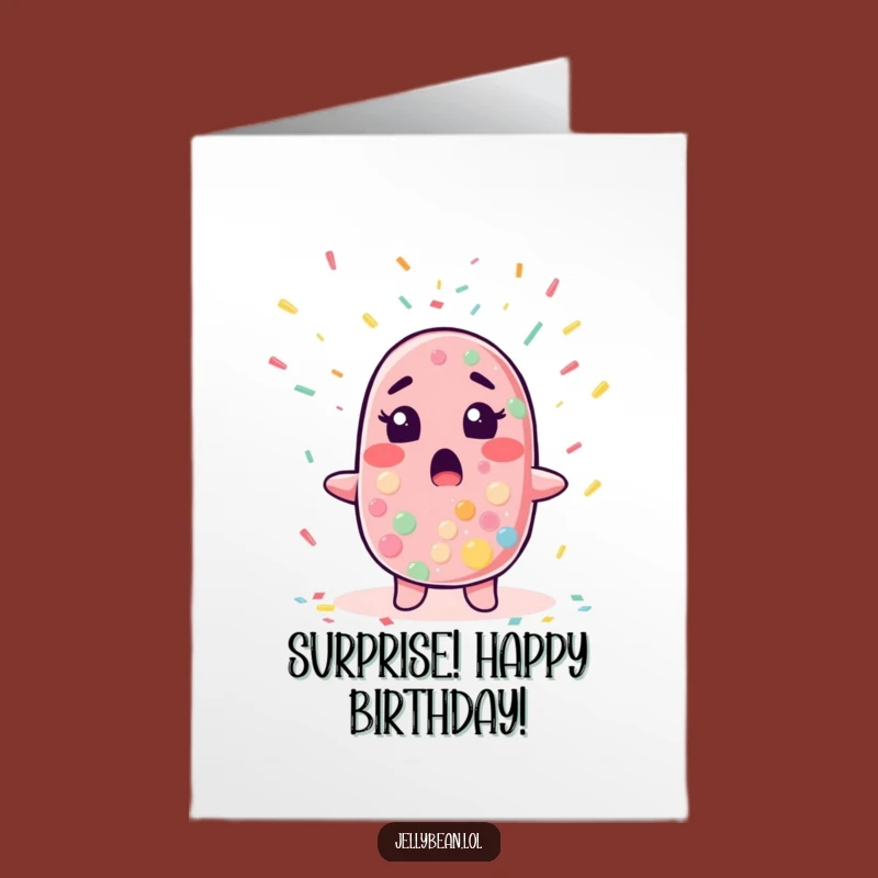 Free Printable Birthday Card: Jelly Bean Surprised by Birthday Confetti Fun!