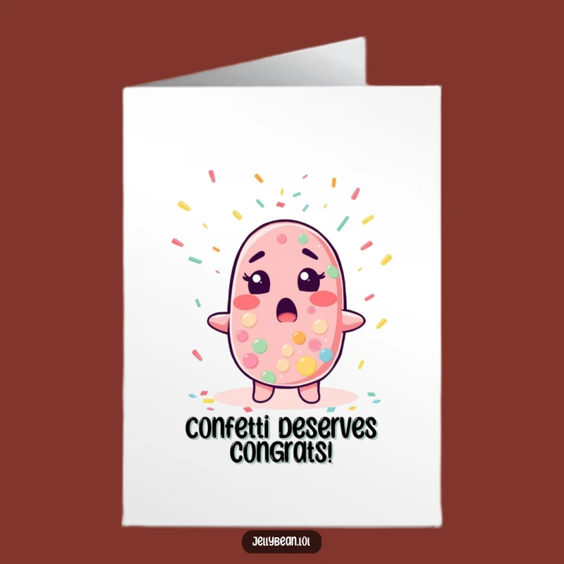 Free Printable Congratulations Card: Jelly Bean Surprised by Confetti Celebration!