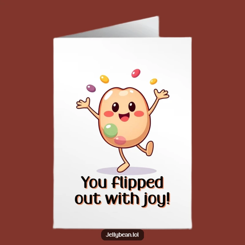 Free Printable Congrats Card: Cartwheeling Jelly Bean, Dynamic Achievement Downloadable Gift
