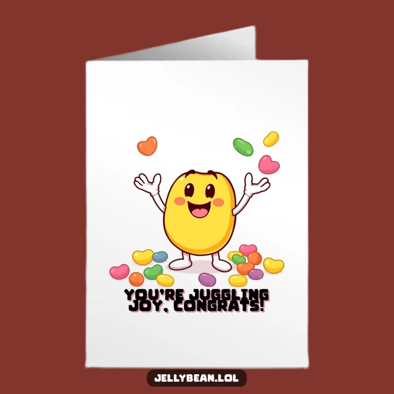 Free Printable Congrats Card: Juggling Jelly Bean, Skillful Celebration Downloadable Gift