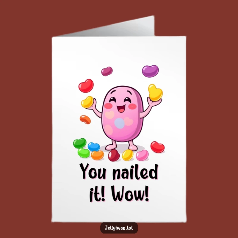 Free Printable Congrats Card: Juggling Jelly Beans - Funny Downloadable Celebration