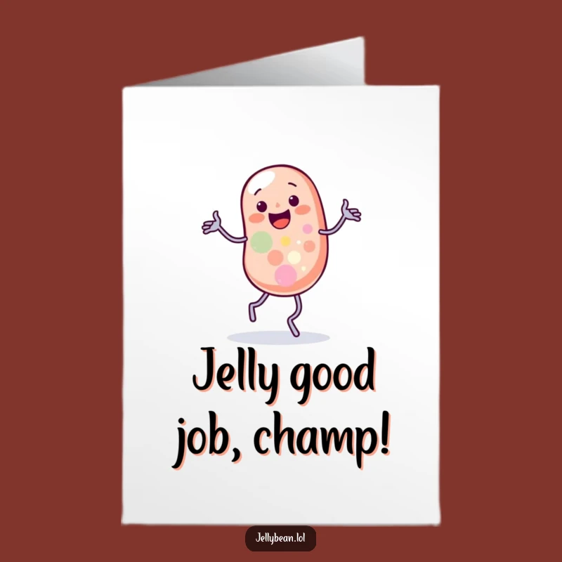 Free Printable Congrats Card: Wobbly Jelly Bean's Winning Dance - Funny