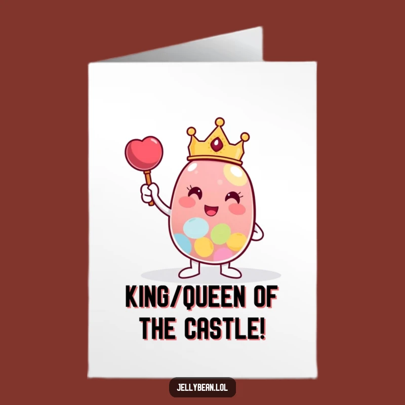 Free Printable Congrats Card: Crowned Jelly Bean Victor for a Humorous Downloadable Gift