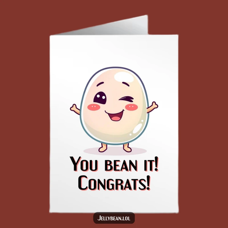 Free Printable Congratulations Card: Winking Jelly Bean, Funny Downloadable Surprise for Success