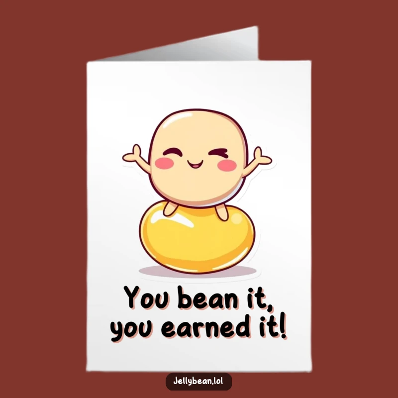 Free Printable Congrats Card: Winking Jelly Bean Balance, Funny Downloadable Success Gift