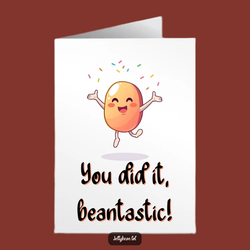 Free Printable Congrats Card: Joyful Jelly Bean Cartwheel, Fun Downloadable Celebration!
