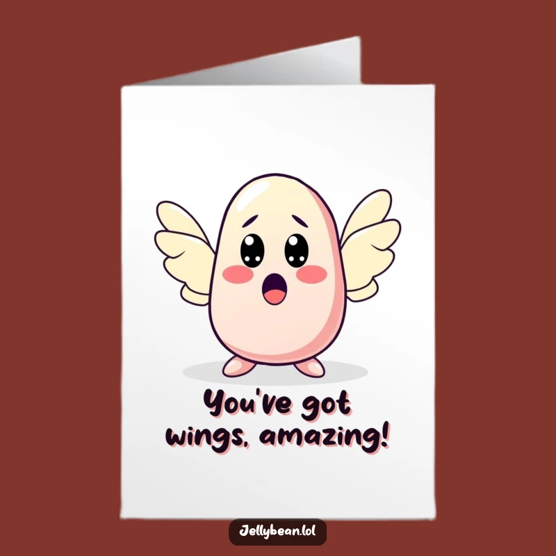 Free Printable Congrats Card: Winged Jelly Bean, Soaring Success Downloadable Gift