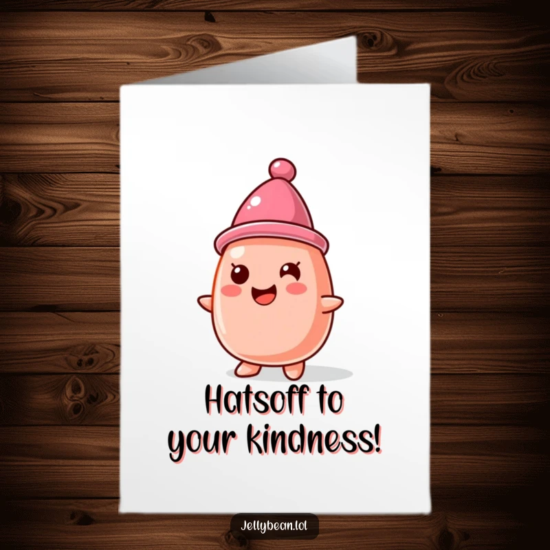 Funny Free Printable Thank You Card: A jelly bean character wearing a jelly bean hat, conveying thanks