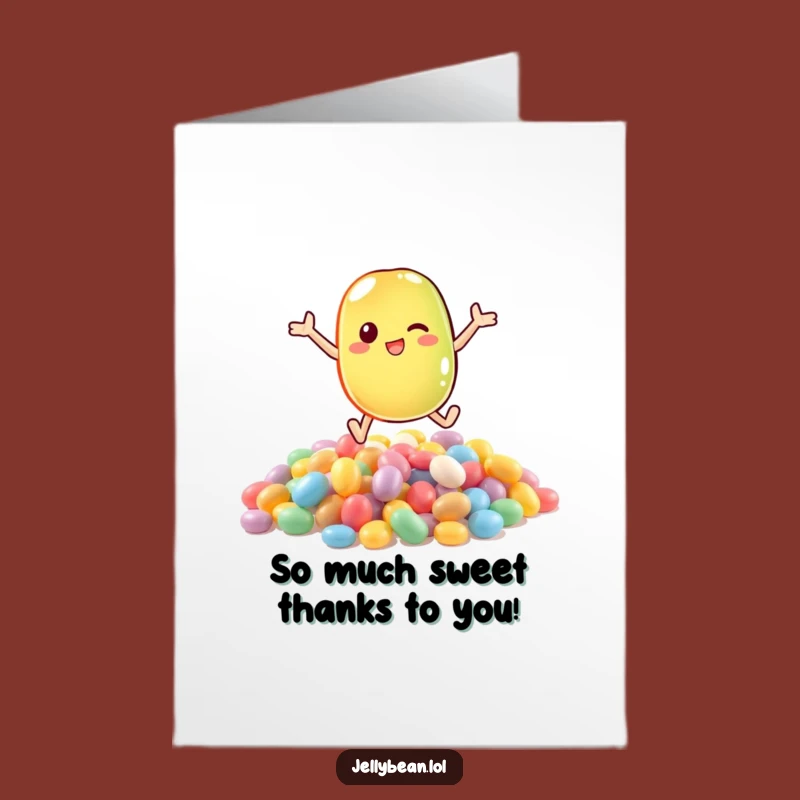 Free Printable Thank You Card: Jelly Bean Candy Dive Expressing Sweet Gratitude