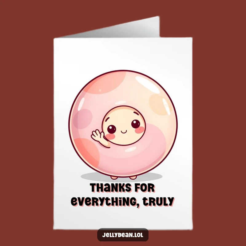 Free Printable Thank You Card: Shy Jelly Bean Wave - Funny Downloadable