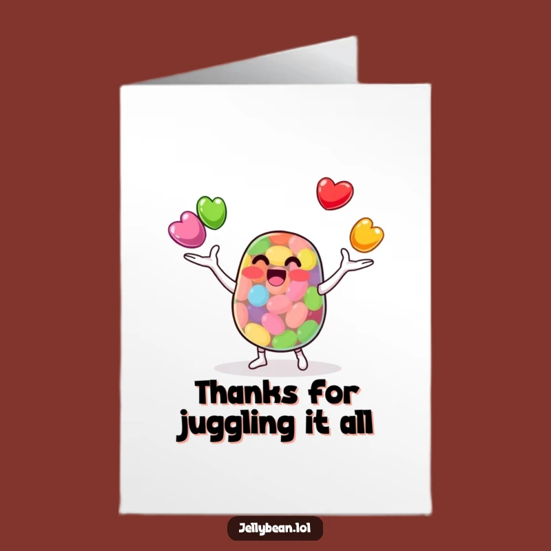 Free Printable Juggling Thank You Card: Jelly Bean's Grateful Skill!