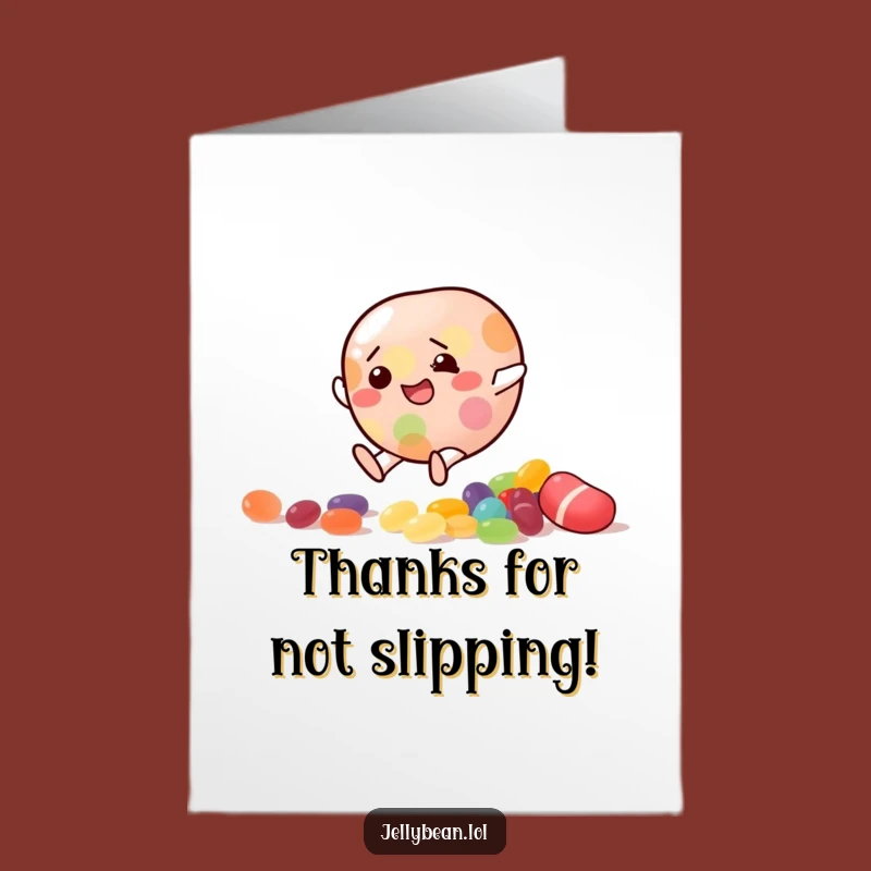 Free Printable Thank You Card: Slipping Jelly Bean, Funny Downloadable Gift