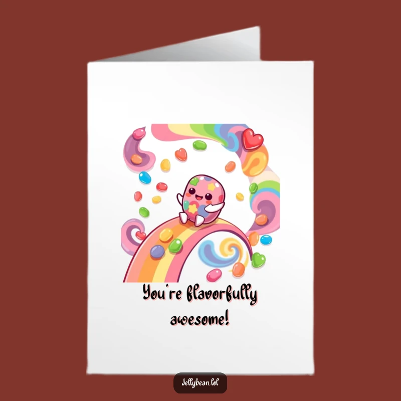 Free Printable Thank You Card: Happy Jelly Bean Rainbow Surfer, Funny Downloadable Gift