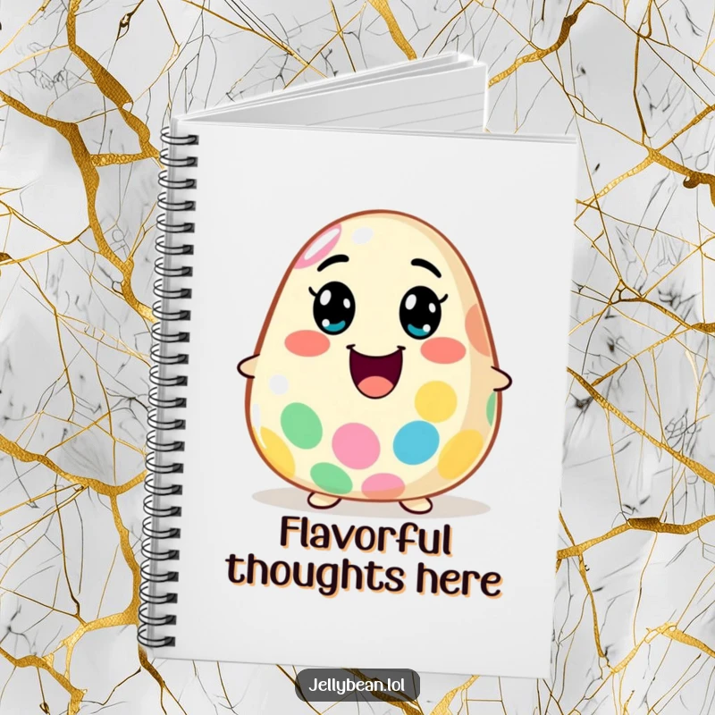 Funny Notebook: A jelly bean character explodes with flavor and a wide smile, ready to capture all your zesty ideas.
