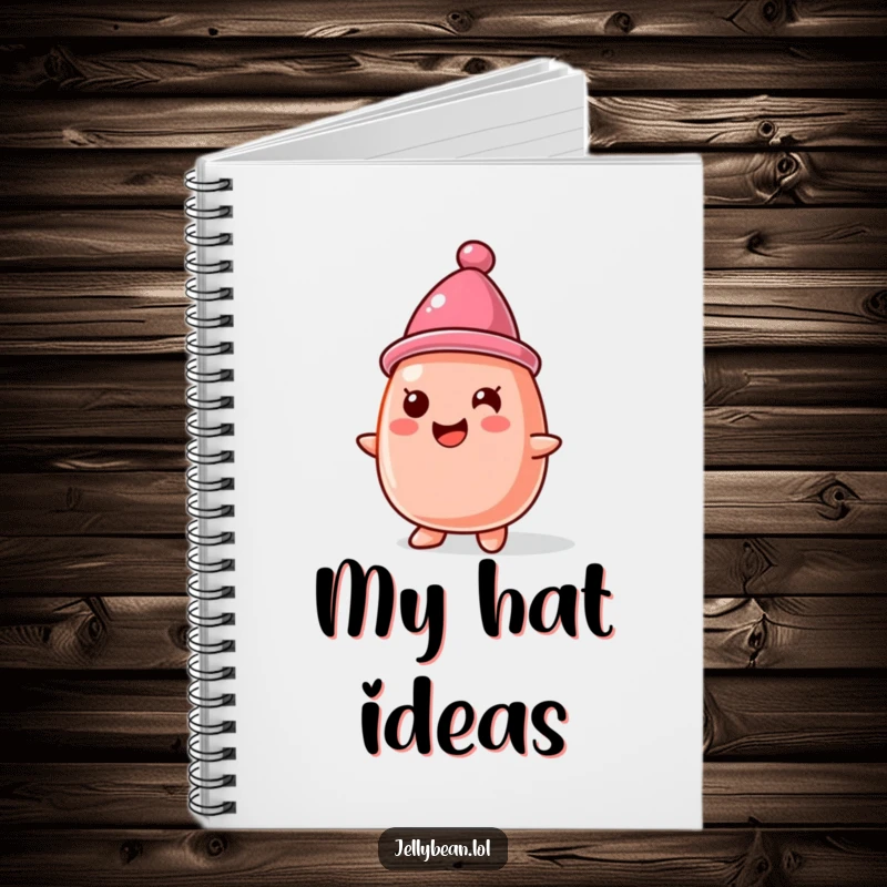 Funny Notebook: A jelly bean character happily wears a hat made from another jelly bean, ready to record your sweetest ideas.