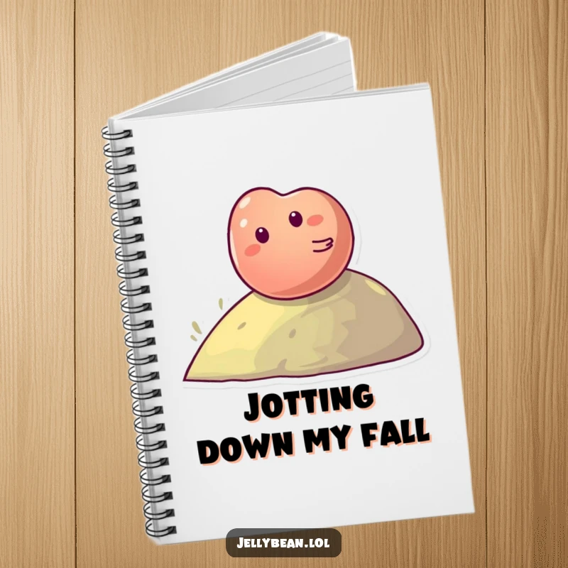 Funny Notebook: Giggling jelly bean character rolling down a hill, inspiring journaling and creative ideas.