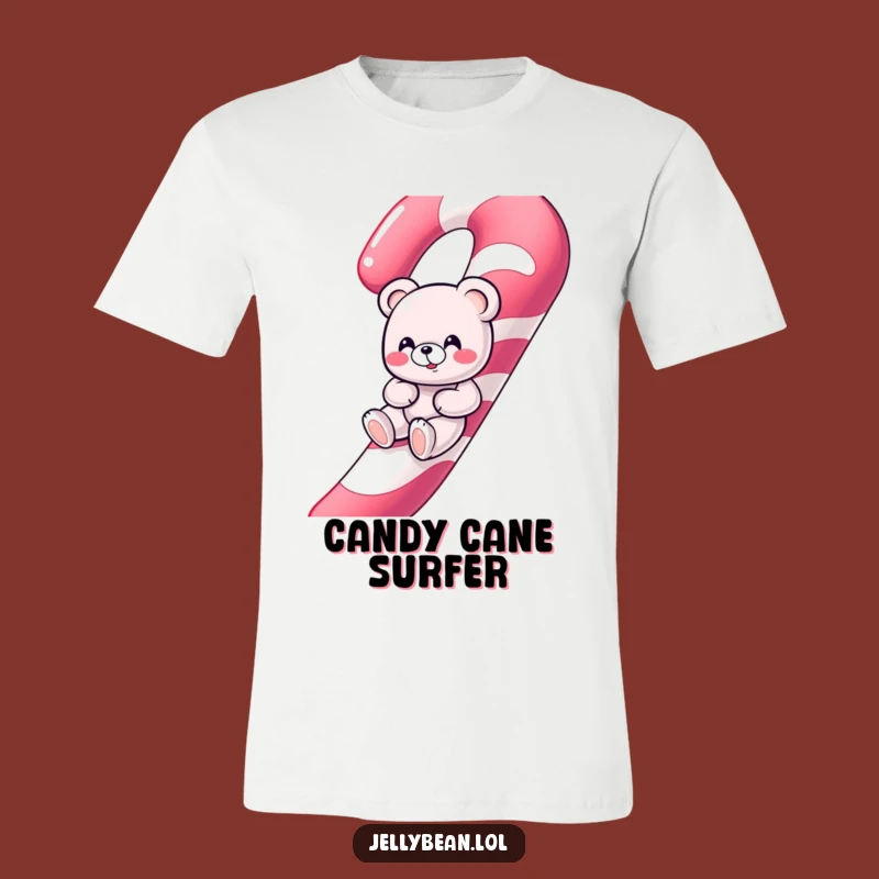 Funny Gummy Bear Candy Cane Slide T-Shirt - Giggling Sweet Ride Tee