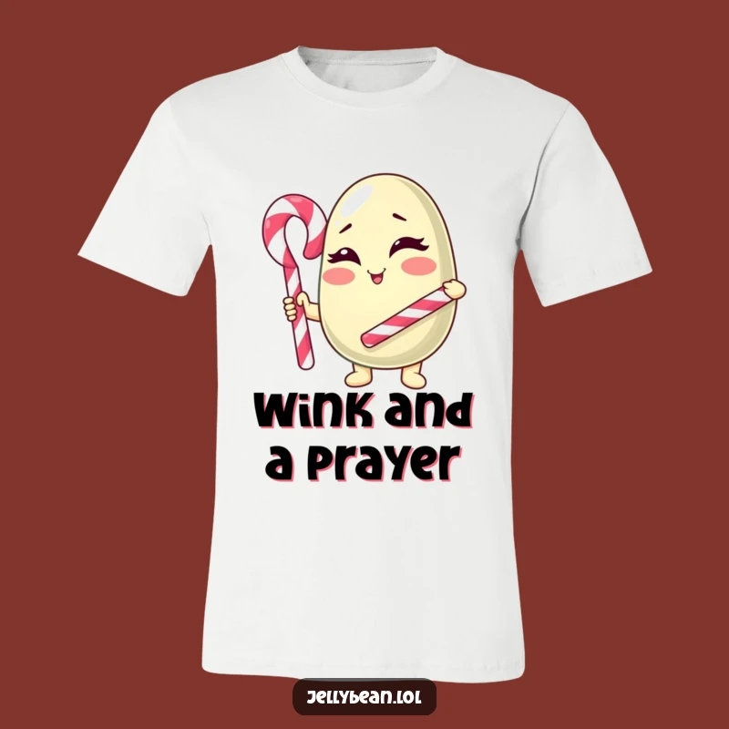 Funny Winking Jelly Bean T-Shirt: Hilarious Candy Cane Character Tee for Sweet Fun