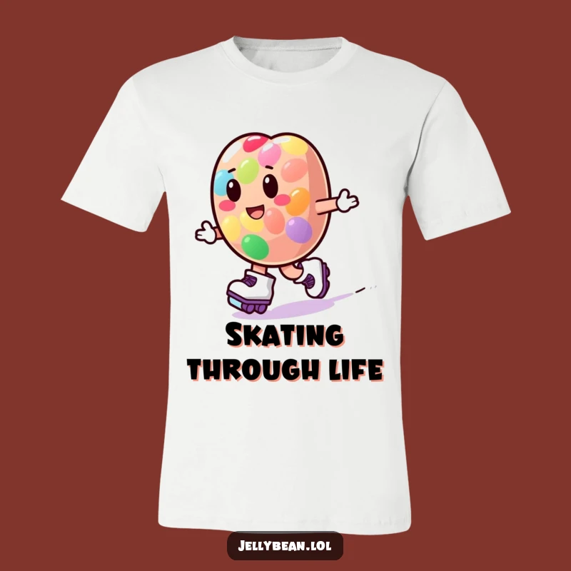 Funny Zooming Jelly Bean Roller Skate T-Shirt: Wear Your Fun Spirit