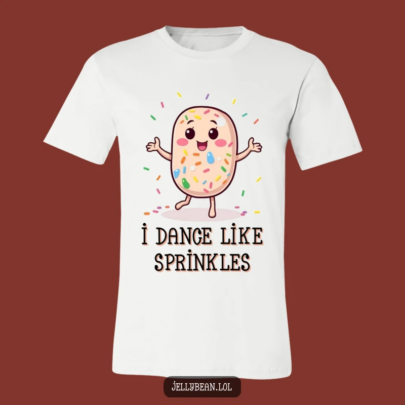 Funny Dancing Jelly Bean T-Shirt: Wearable Celebration of Sprinkle-Filled Fun