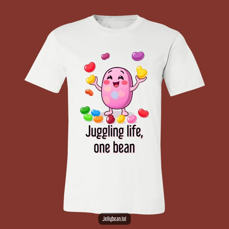 Funny Juggling Jelly Bean T-Shirt - Cheerful Character Tee for Playful, Gleeful Souls
