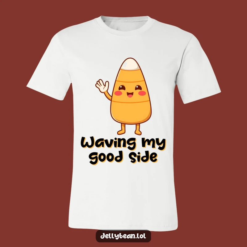 Funny Candy Corn Wave T-Shirt: Cute Character's Friendly Happy Gift