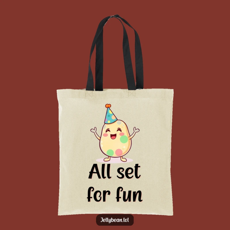 Funny Jelly Bean Party Hat Tote Bag - Cheerful Character, Eco-Friendly