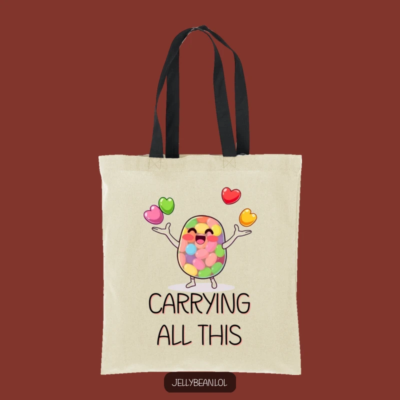 Funny Jelly Bean Juggler Tote: Carry Your World with this Skilled Bean Bag! A fun shopping accessory.