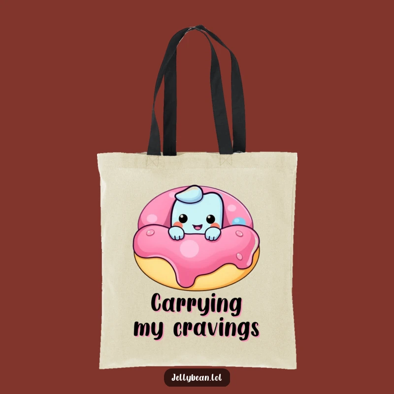 Funny Jelly Bean Donut Tote Bag: Carry Your Essentials with a Mischievous Grin - A Perfect Funny Gift!