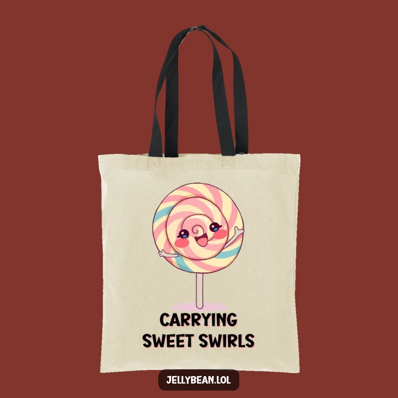 Funny Lollipop Spin Tote: Joyful Character's Sweet Shopping Gift