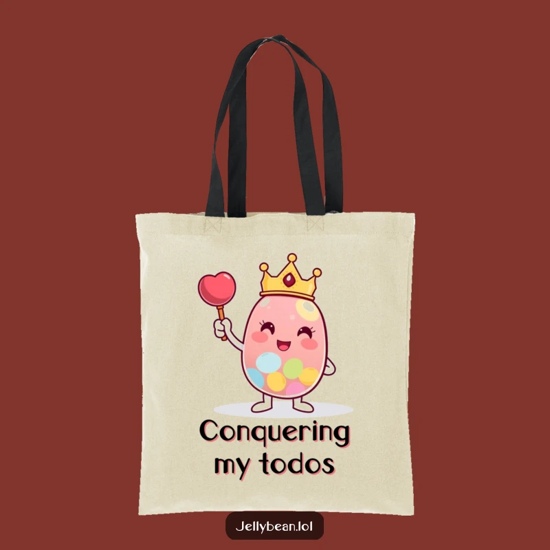 Funny Crowned Jelly Bean Tote Bag: Carry Your Kingdom in Style!